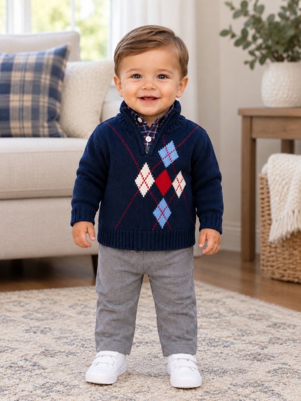 NWT IZOD Baby Boy 3 Piece Outfit Set Size 12 Months Button Down Shirt Sweater
